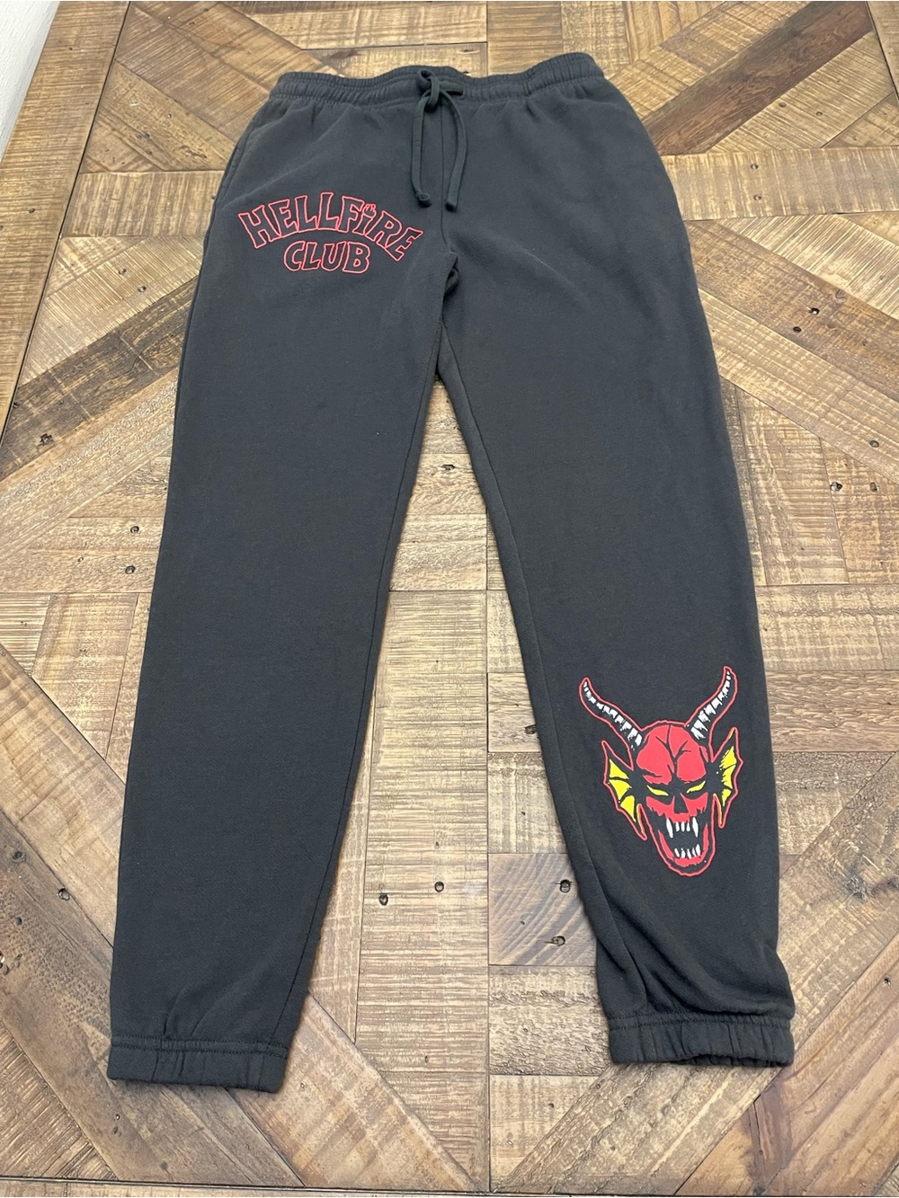 Stranger Things Hellfire Club Joggers Sweatpants Black Red Graphic